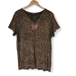 Vintage Y2K Xcit USA T-Shirt Size XL Acid Wash Rhinestone Butterfly Fairy Grunge